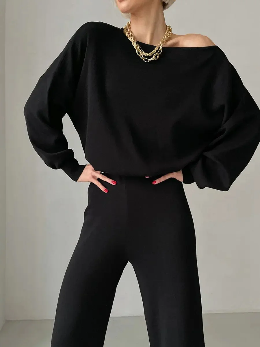 Casual Off Shoulder Knitted Two-Piece Set