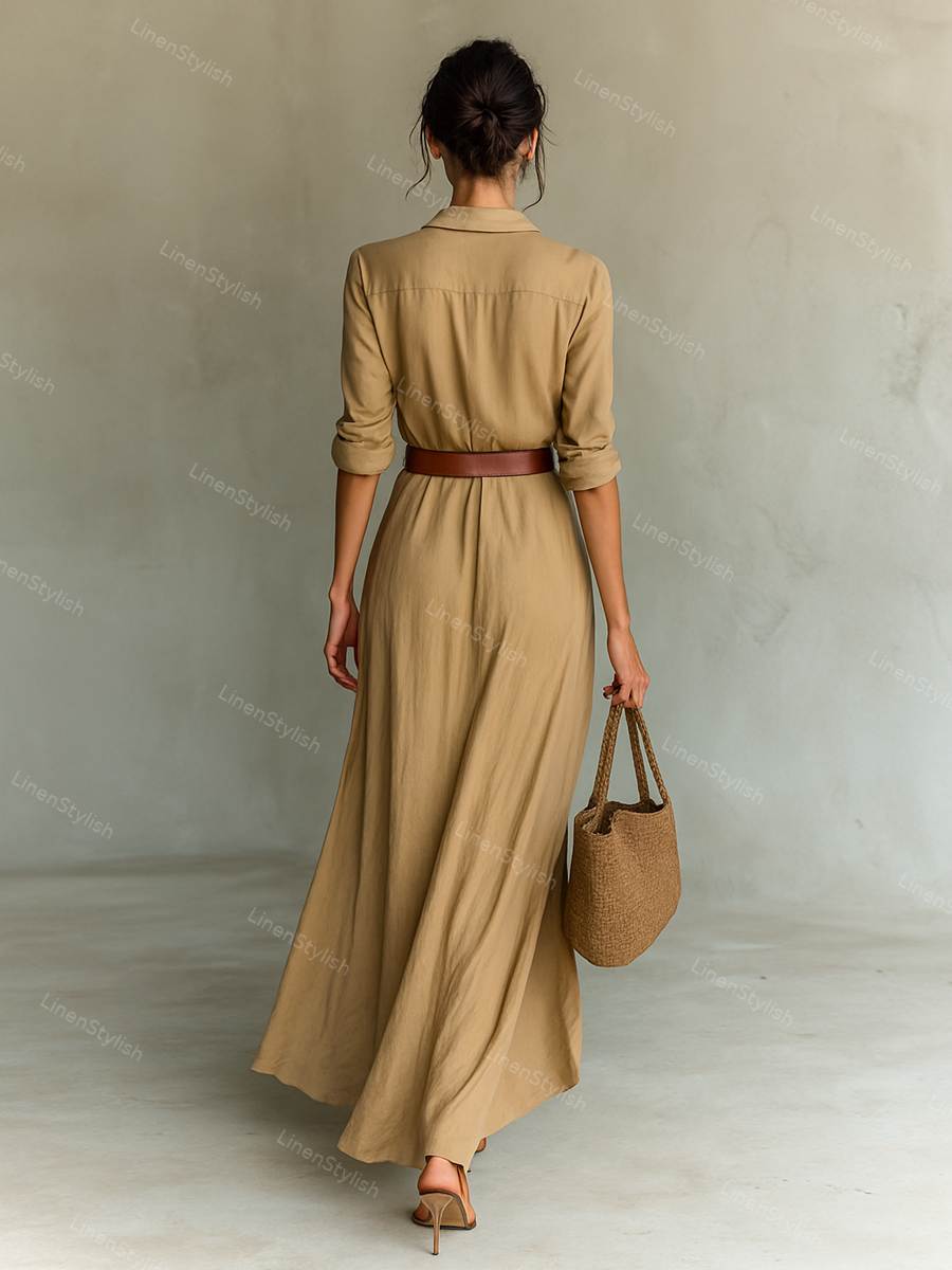 Elegant Solid Color Irregular Pleated Dress (belt Included)