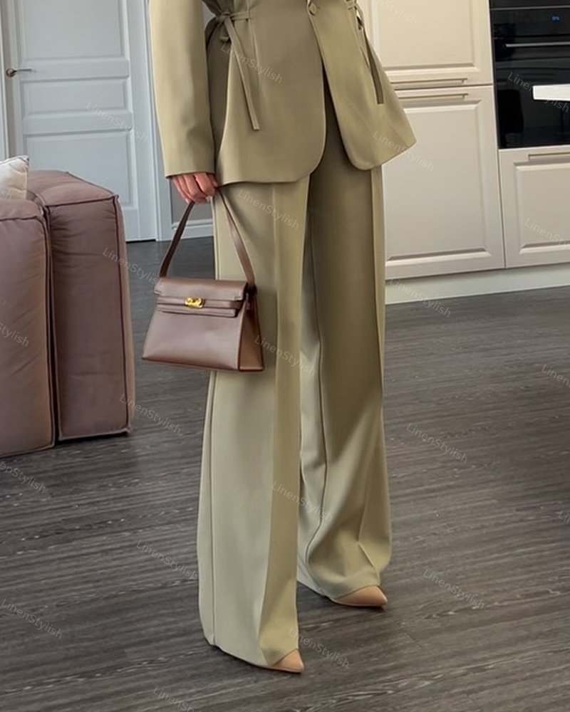Fashionable Waist Jacket & Pants Two-piece Set