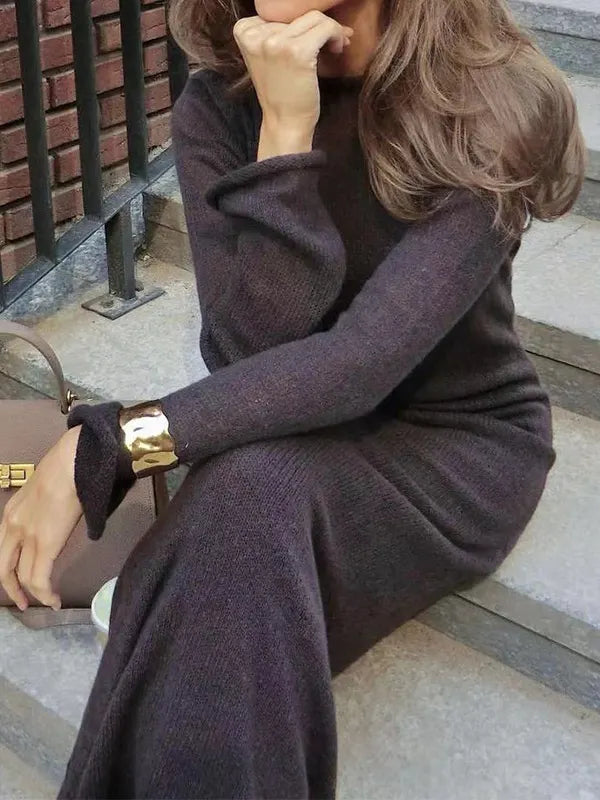 Holiday Style Knitted Hollowed-Out Dress & Vest Set