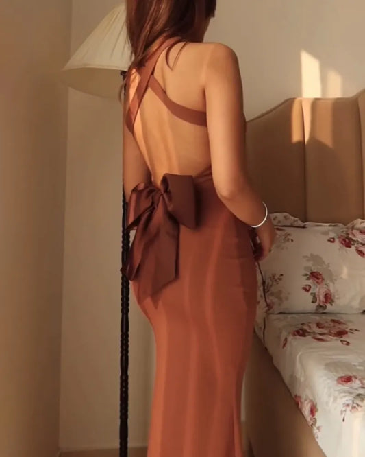 Sexy Backless Bow Dress