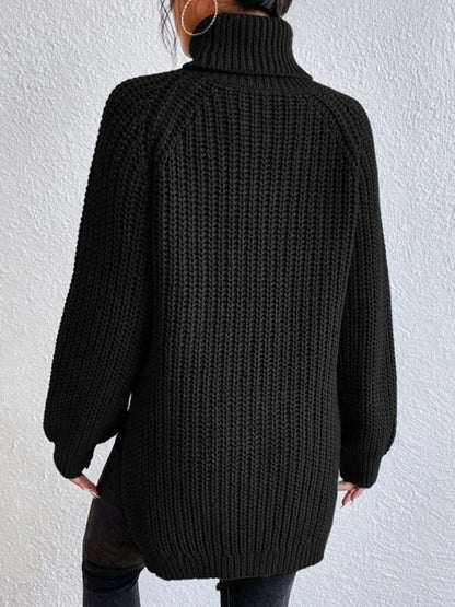 Stylish Turtleneck Slit Sweater
