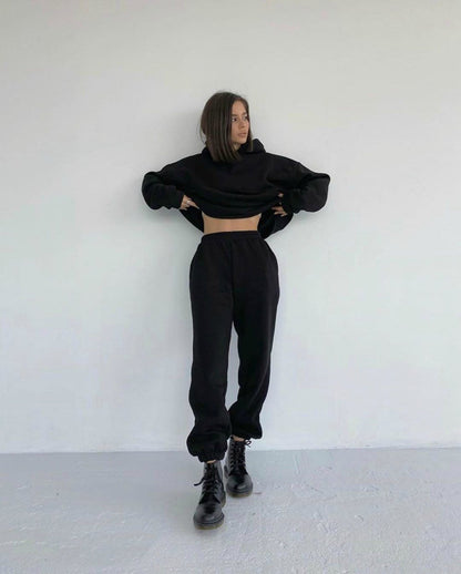 Fashion Solid Color Sports Two-piece Suit