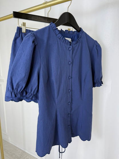 Venice - Scallop Trim Co-Ord Set (Navy)