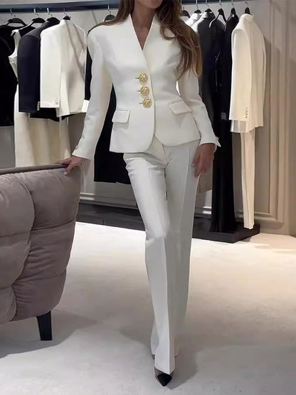Fashion Stand Collar Casual Solid Color Two-Piece Set
