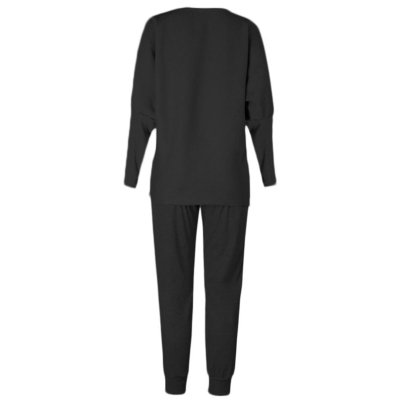 Casual Loose Solid Color Long-sleeves Knitted Set