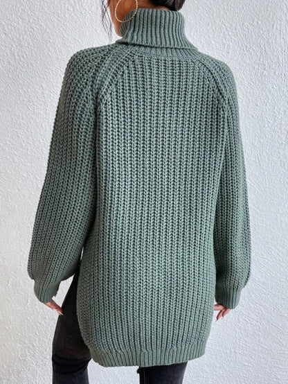 Stylish Turtleneck Slit Sweater