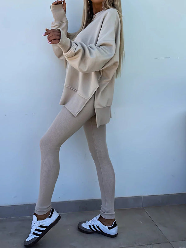 Fashion Casual Long Sleeve & Tight Pants Two-Piece Set