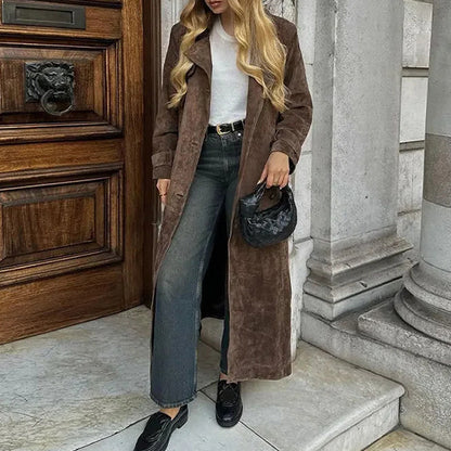 Khaki Double-Breasted Lapel Coat