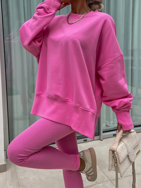 Fashion Casual Long Sleeve & Tight Pants Two-Piece Set