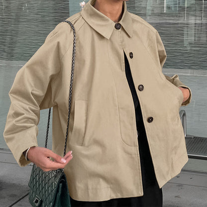 Casual French Lapel Solid Color Jacket