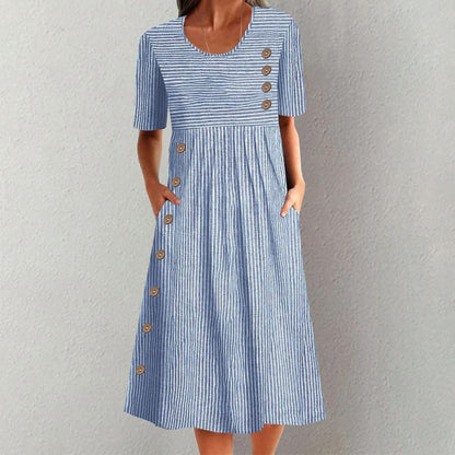 Mariel - Striped Button Dress