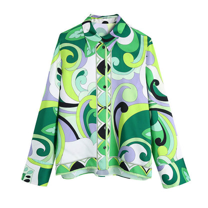 Fashion Print Lapel Shirt Suit