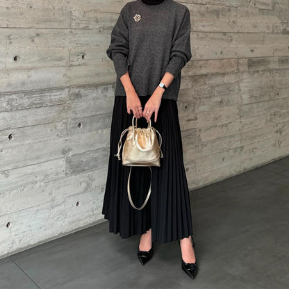 Stylish Elegant Sweater & Pleated Skirt Set
