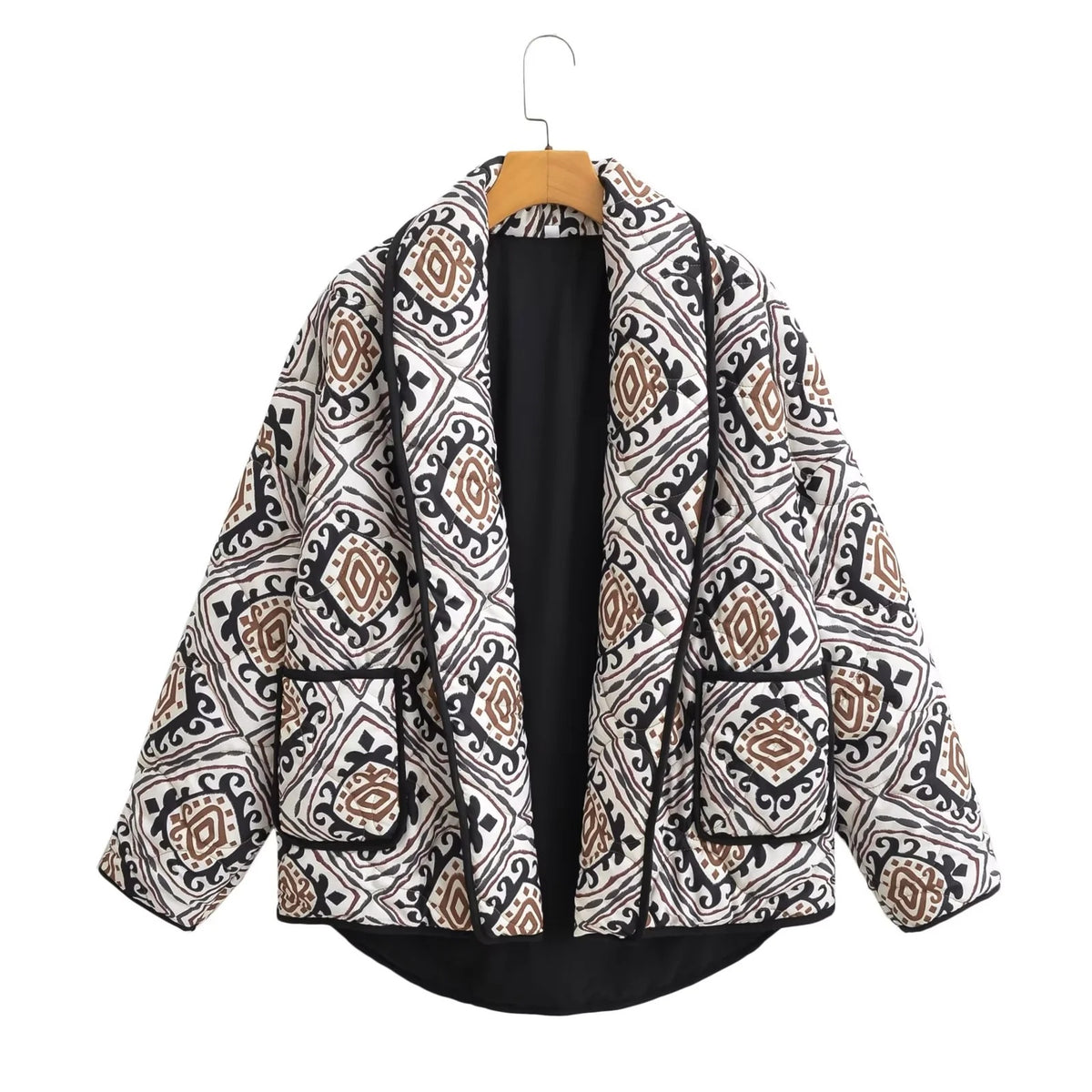 Border Printed Cotton-padded Jacket