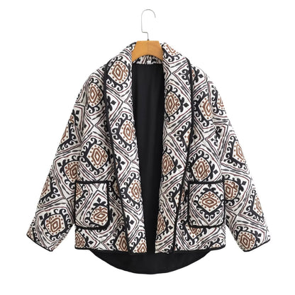 Border Printed Cotton-padded Jacket