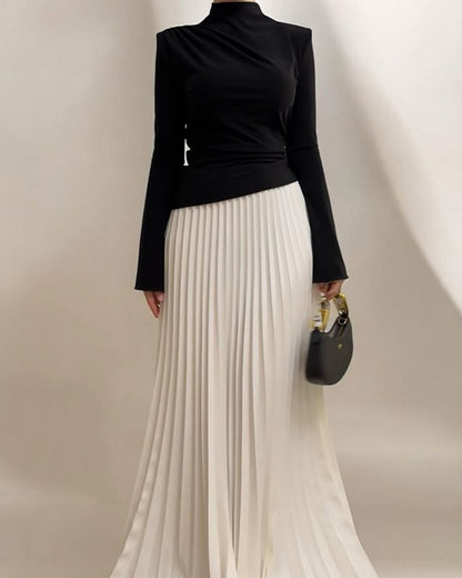 Elegant Tops & Pleated Skirt Two-Piece Set