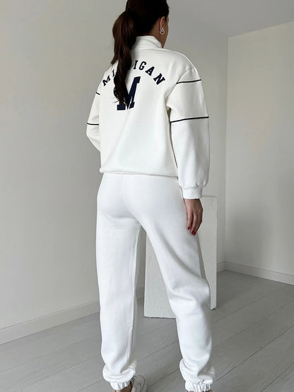 Women's sports and leisure stand collar two-piece set
