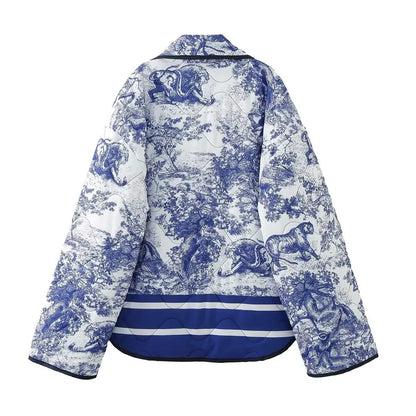 Border Printed Cotton-padded Jacket