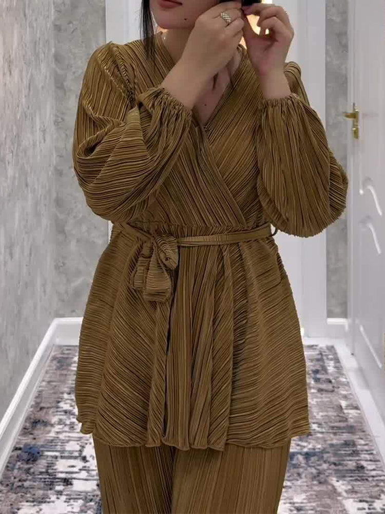 Casual Waist Temperament Solid Color Two-Piece Suit