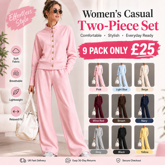 🌸💖Women's Button-Down Cardigan & Wide-Leg Pants Set