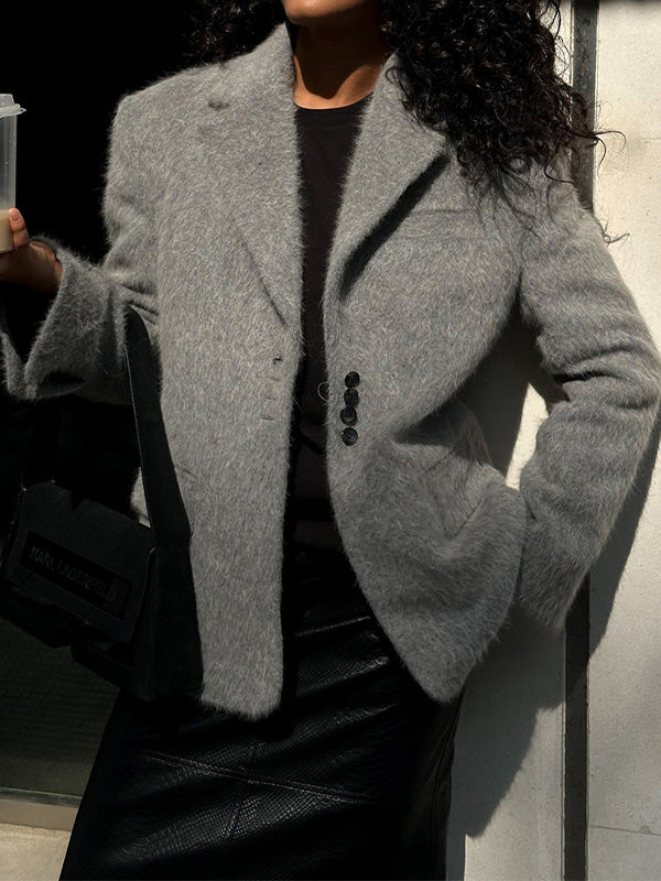Stylish Lapel Plush Jacket