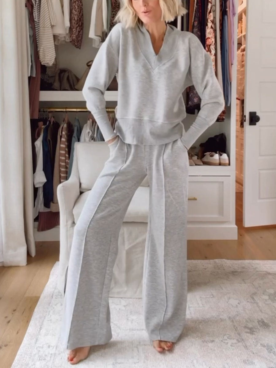 Women's V-neck comfortable two-piece set
