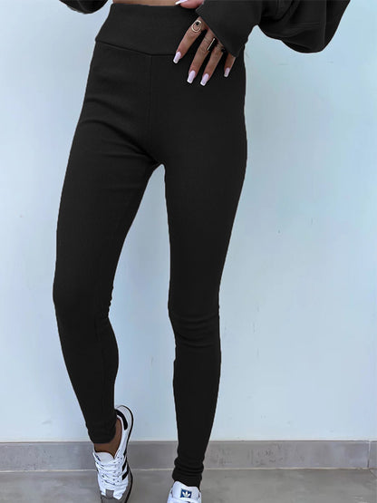 Fashion Casual Long Sleeve & Tight Pants Two-Piece Set