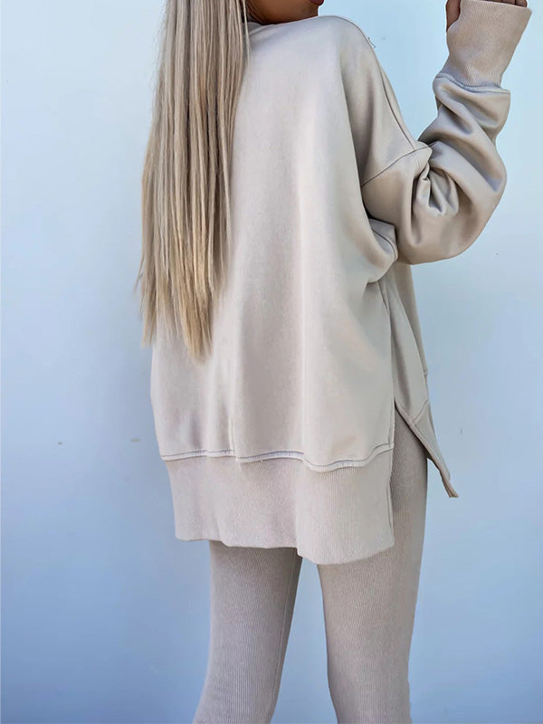 Fashion Casual Long Sleeve & Tight Pants Two-Piece Set