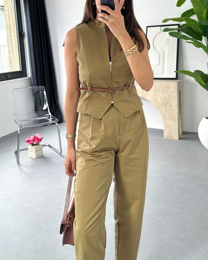 Chic work and casual two-piece set
