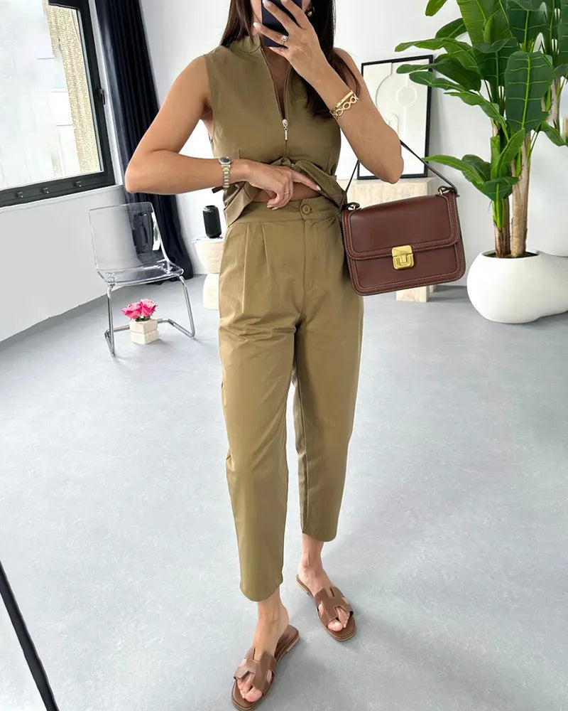 Chic work and casual two-piece set