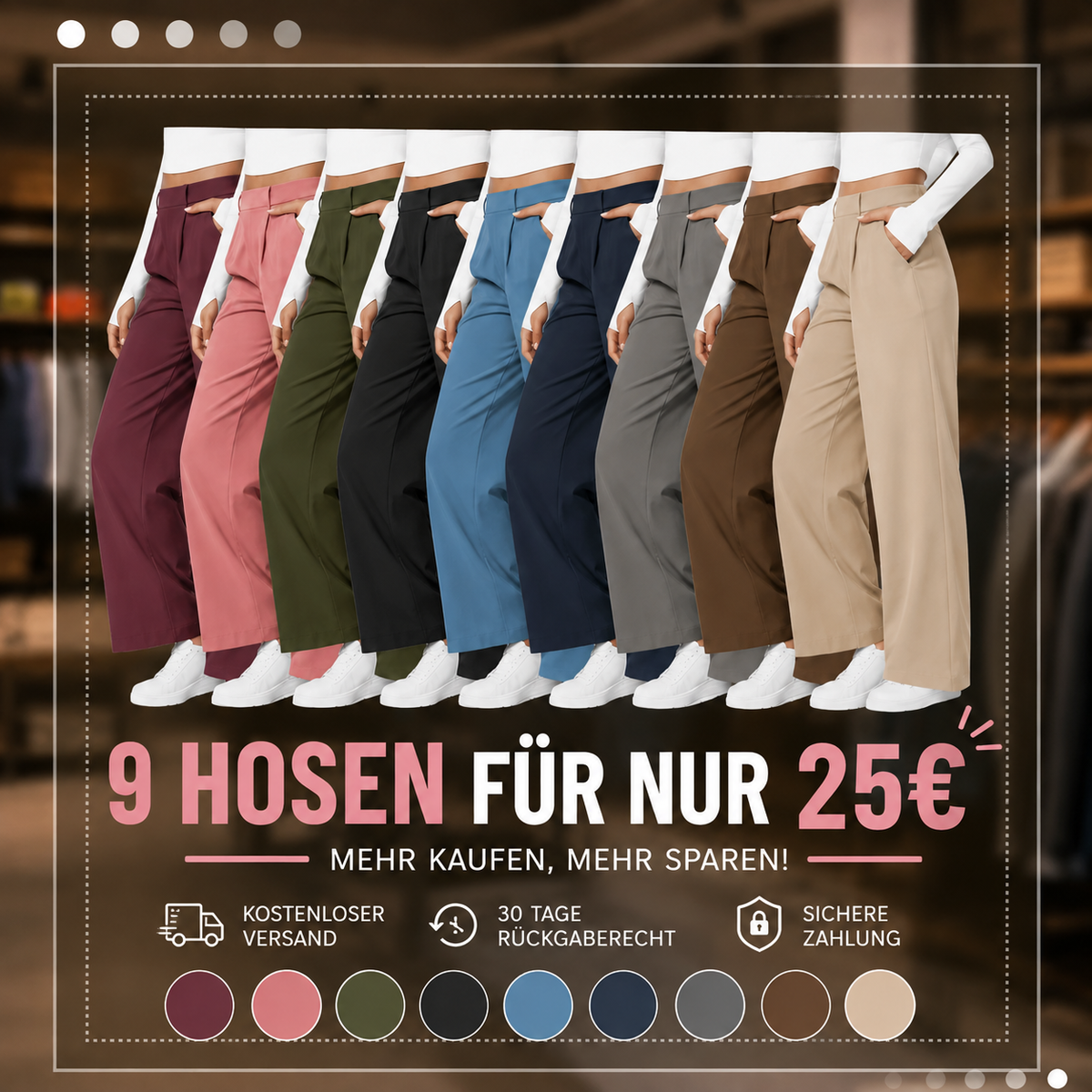 ⏰ SEPTEMBER-SALE! High-Waist Straight-Leg Damenhose mit Seitentaschen
