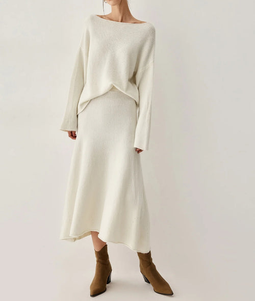 Oversized Sweater Two Piece Skirt Set