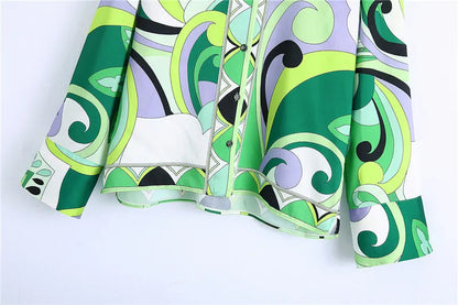 Fashion Print Lapel Shirt Suit