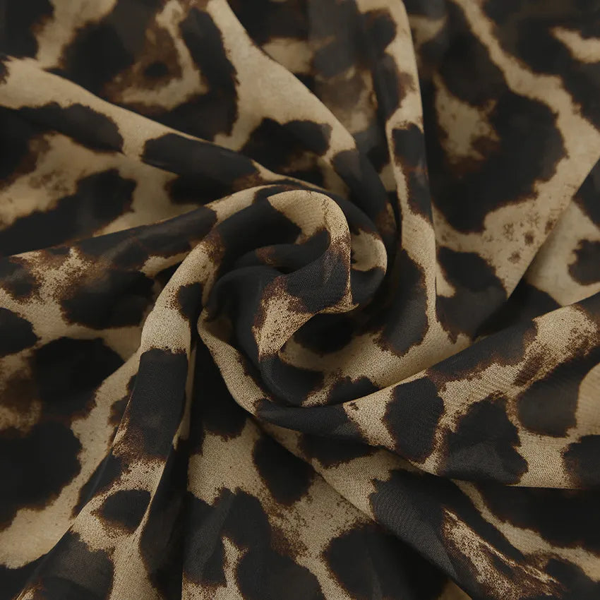 Fashion Leopard Print Long Sleeve Shirt & Shorts Two-Piece Set