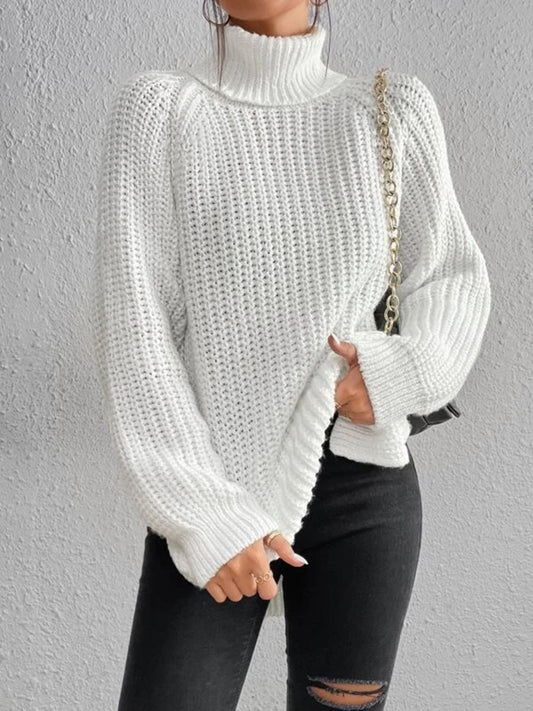 Stylish Turtleneck Slit Sweater