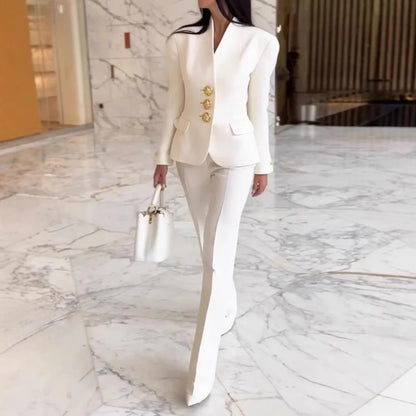 Fashion Stand Collar Casual Solid Color Two-Piece Set