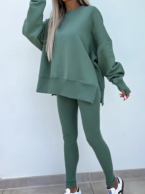 Fashion Casual Long Sleeve & Tight Pants Two-Piece Set
