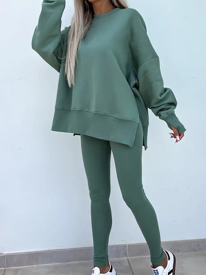 Fashion Casual Long Sleeve & Tight Pants Two-Piece Set