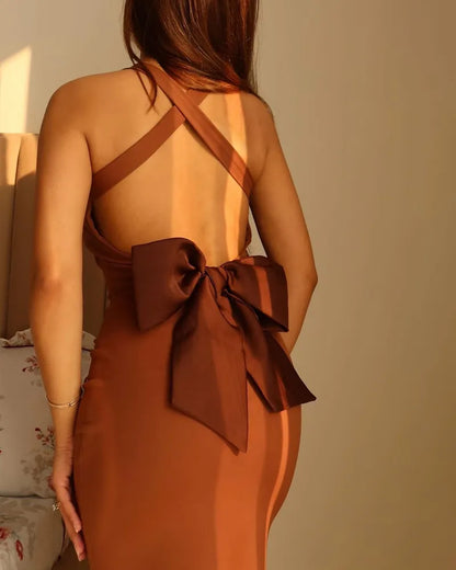 Sexy Backless Bow Dress