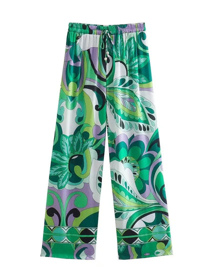 Fashion Print Lapel Shirt Suit
