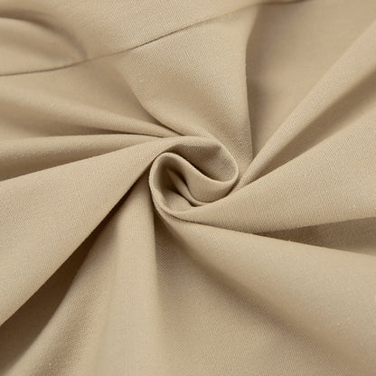 Fashion Khaki Shoulder Cotton And Linen Vest & Trousers Two-Piece Set