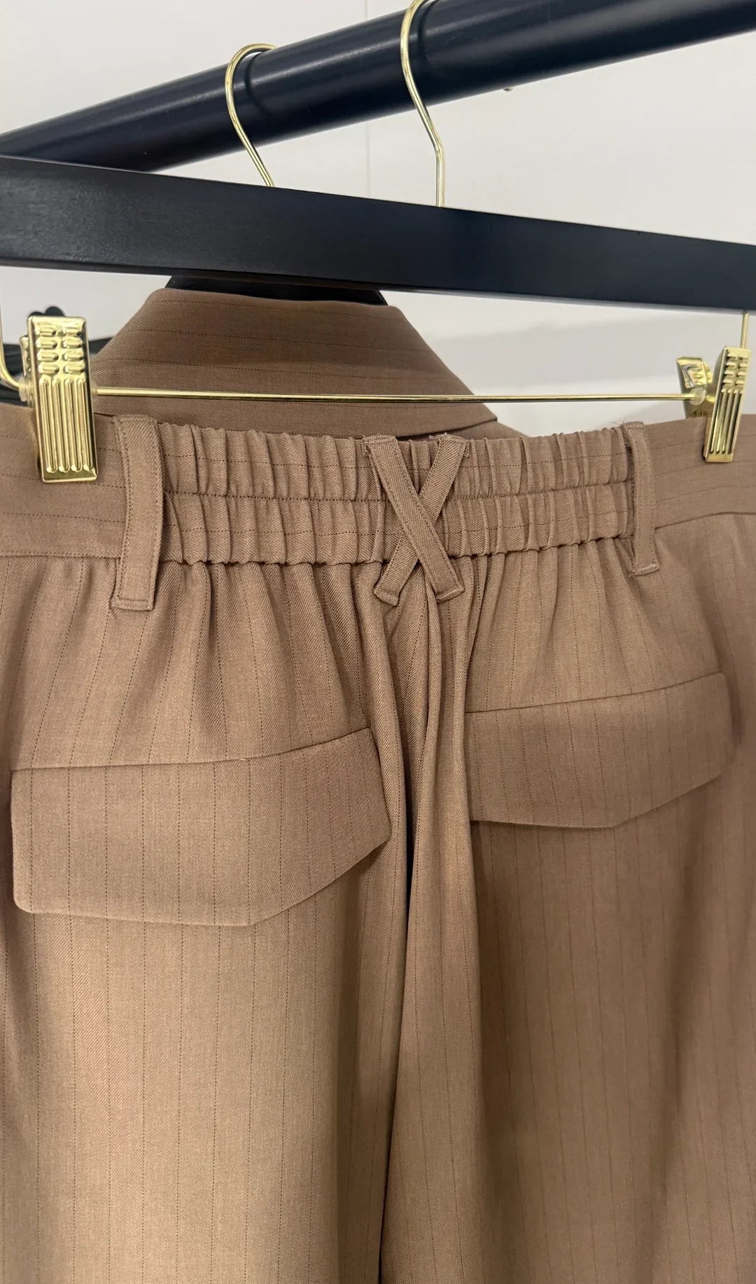 KENSINGTON - Pinstripe Shirt Trouser Suit (Taupe)