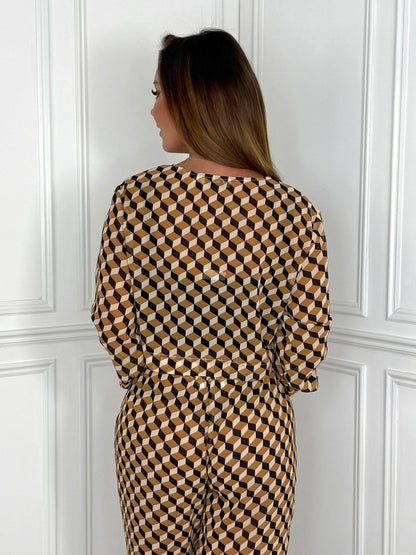 CAPRI - Cropped Shirt (Geo Print)
