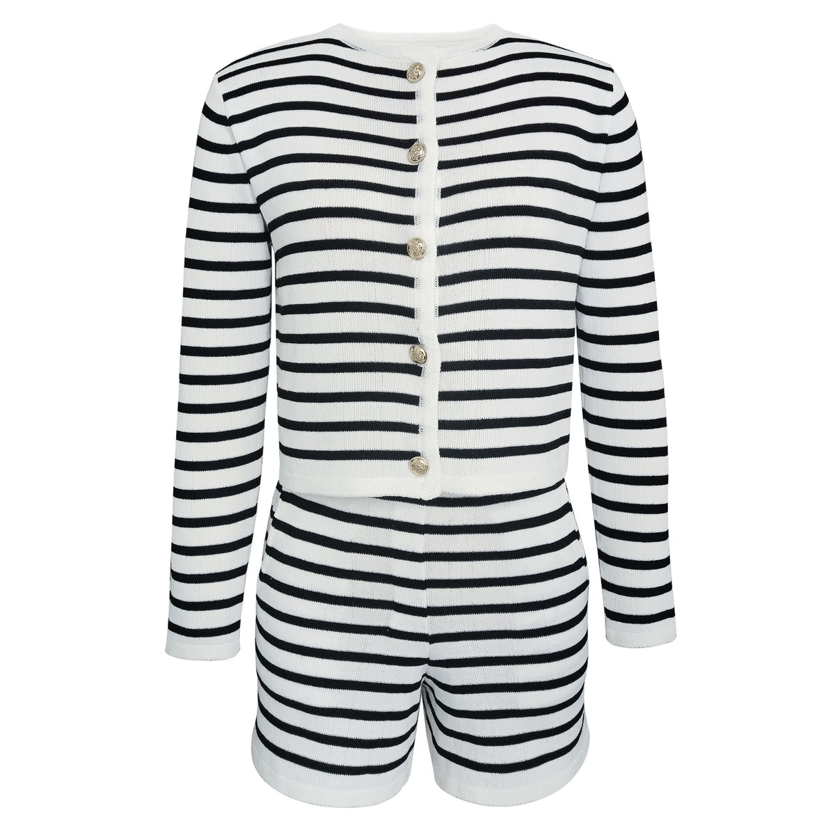 Fashion Casual Striped Crewneck Knit Sweater