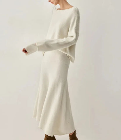 Oversized Sweater Two Piece Skirt Set