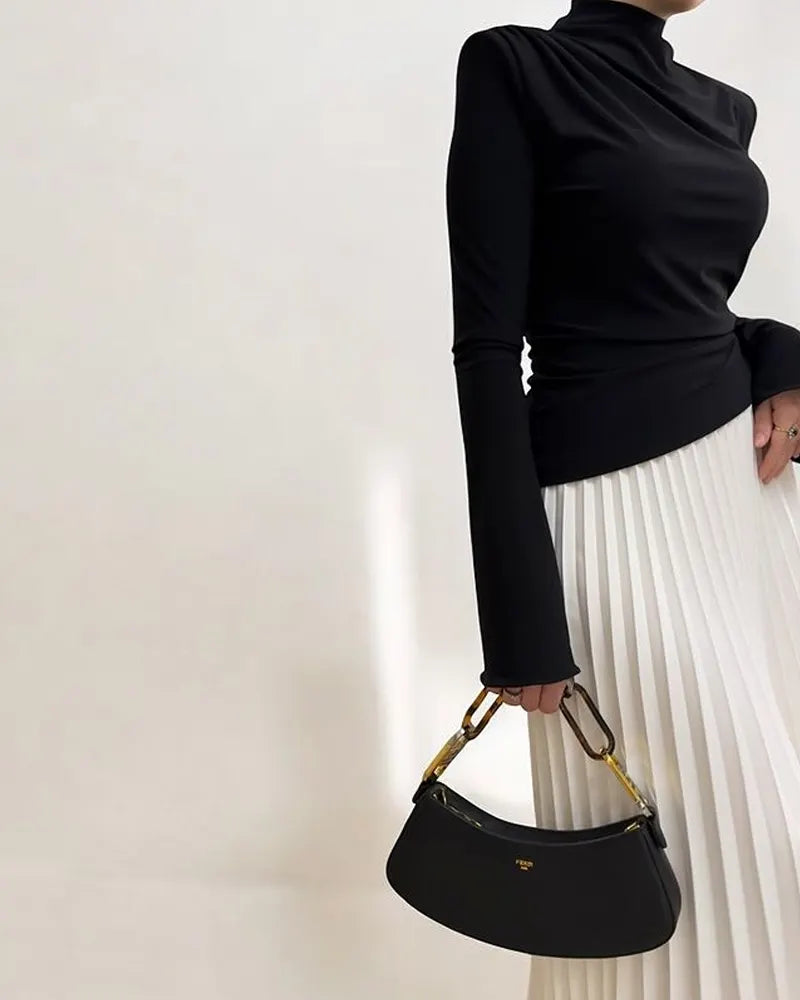 Elegant Tops & Pleated Skirt Two-Piece Set