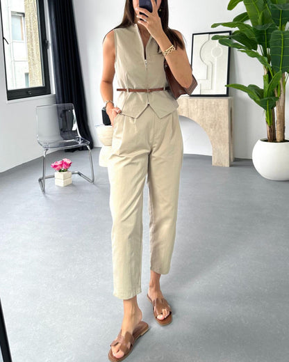 Chic work and casual two-piece set