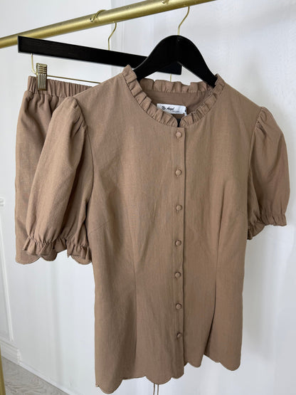 Venice - Scallop Trim Co-Ord Set (Mocha)