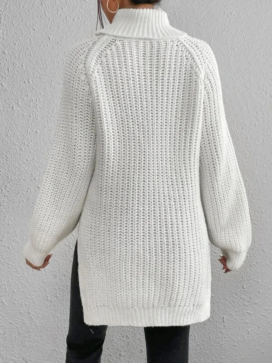 Stylish Turtleneck Slit Sweater